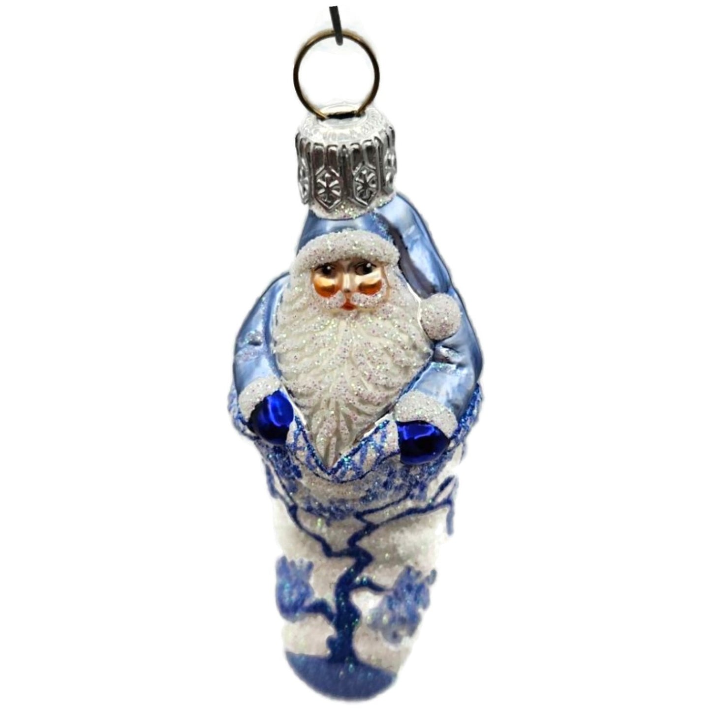 Patricia Breen Tiny Stocking Santa Blue Willow Spring Christmas Tree Ornament NM