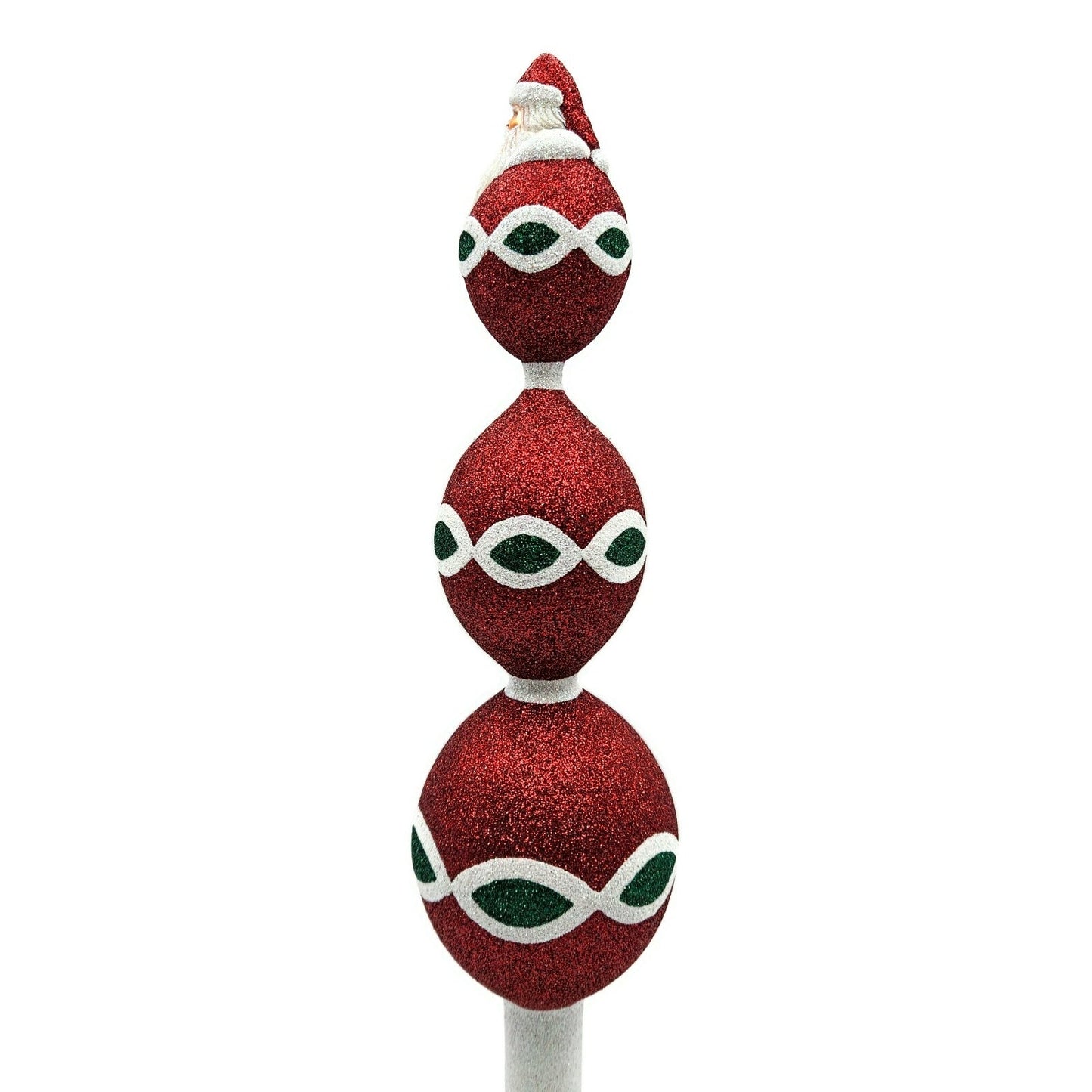Patricia Breen Faberge Finial Red Santa Glitter Holiday Christmas Tree Topper