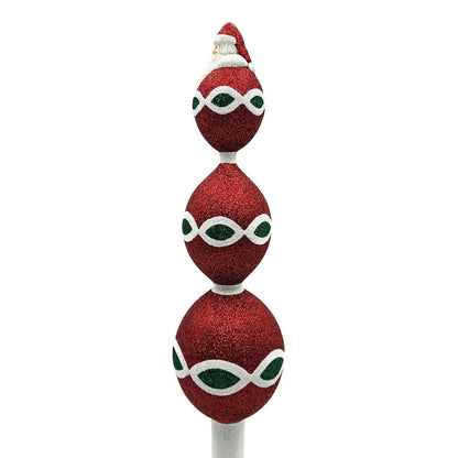 Patricia Breen Faberge Finial Red Santa Glitter Holiday Christmas Tree Topper
