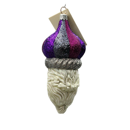Patricia Breen Carnival Noël Purple Silver Santa Head Christmas Tree Ornament