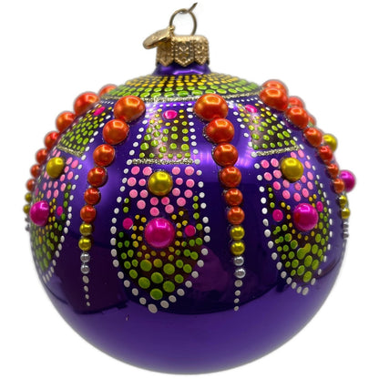 Glitter Lab Purple Mandala Ball Polka Dots Green Orange Christmas Tree Ornament