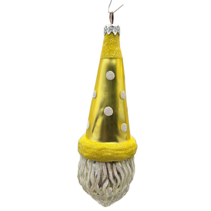 Patricia Breen Wink of His Eye Yellow Dots Santa Head Christmas Tree Ornament