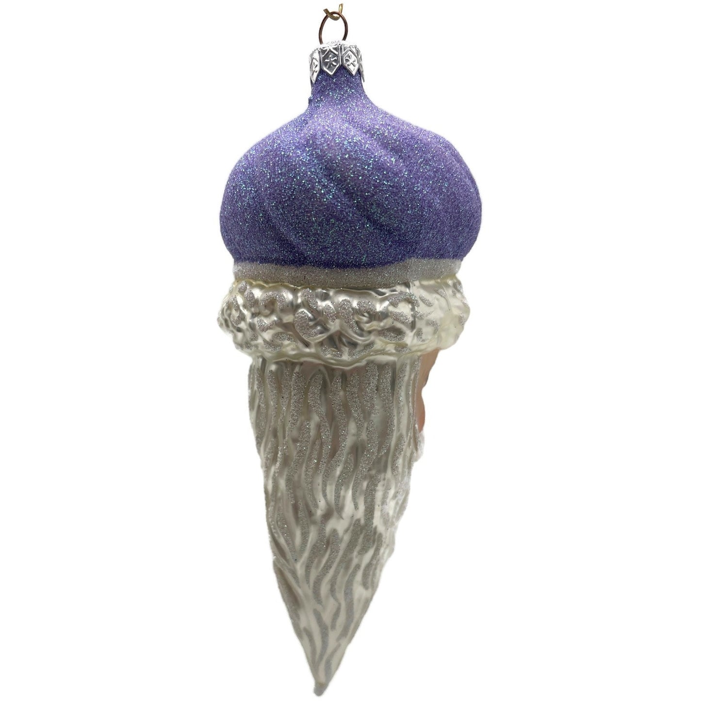 Patricia Breen Minsk Santa Claus Head Lavender Christmas Tree Ornament AIC