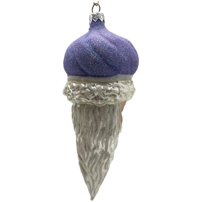 Patricia Breen Minsk Santa Claus Head Lavender Christmas Tree Ornament AIC