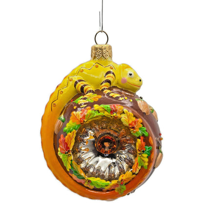Patricia Breen Happy Holidays Hamish Autumnal Chameleon Fall Christmas Ornament