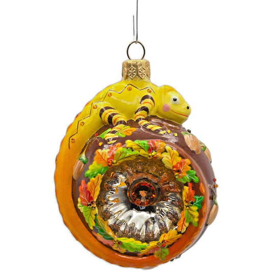 Patricia Breen Happy Holidays Hamish Autumnal Chameleon Fall Christmas Ornament