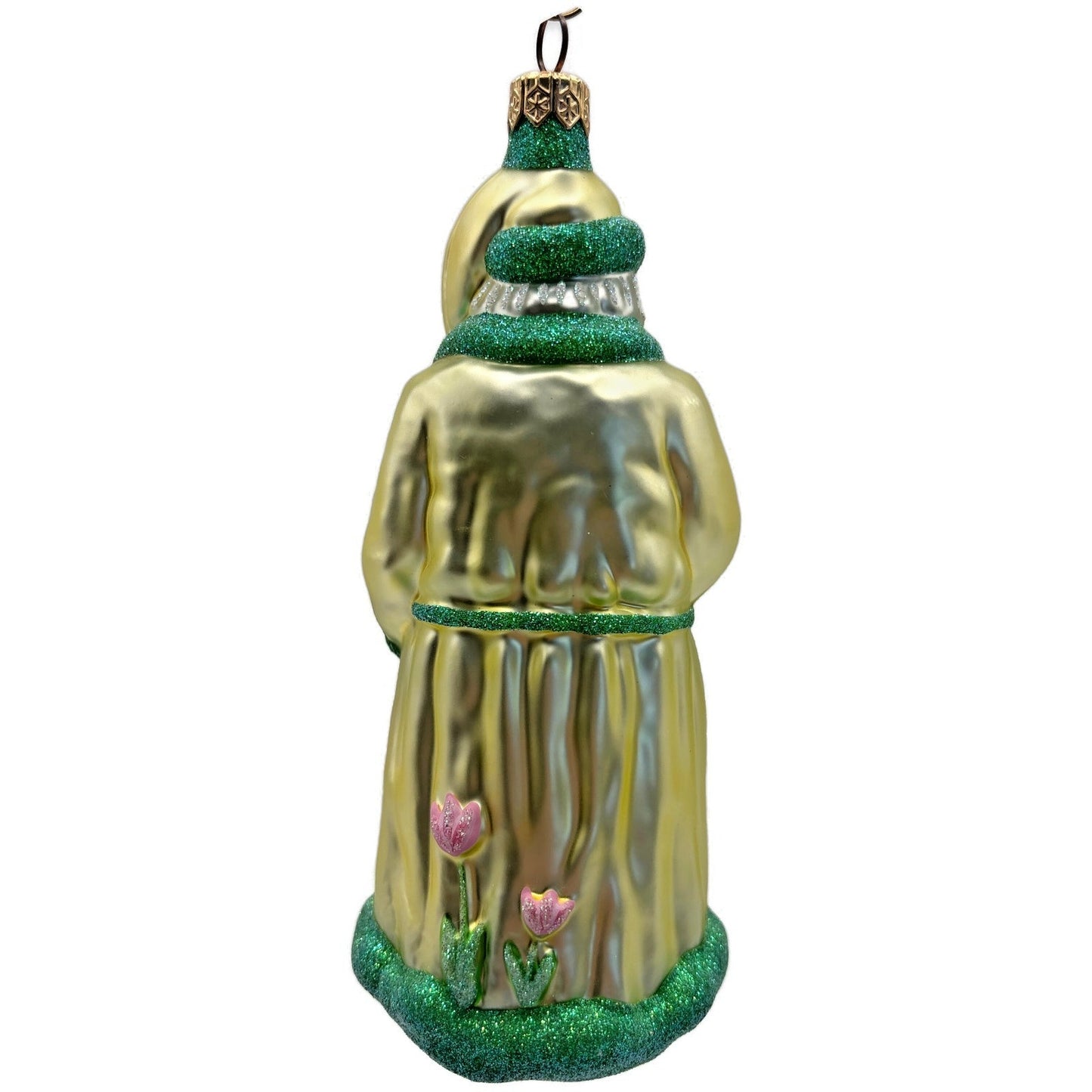 Patricia Breen Santa Dreams of Spring Yellow Pink Flowers Christmas Ornament
