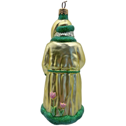 Patricia Breen Santa Dreams of Spring Yellow Pink Flowers Christmas Ornament
