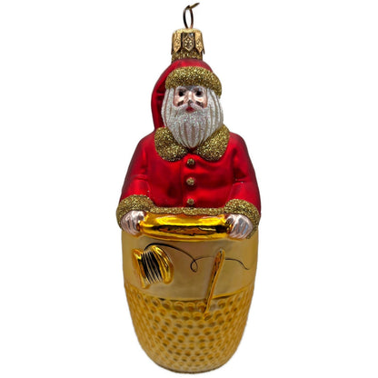 Patricia Breen Thimble Santa Glittered Sewing Seamstress Christmas Ornament