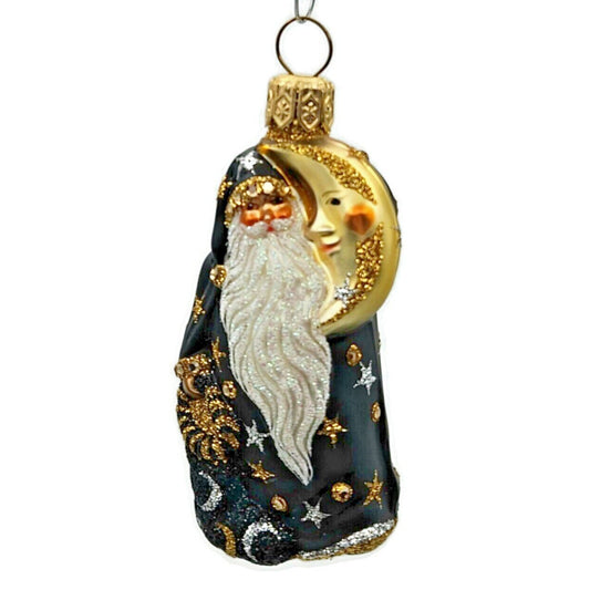 Patricia Breen Santa de la Lune Black Moons Stars Christmas Holiday Ornament