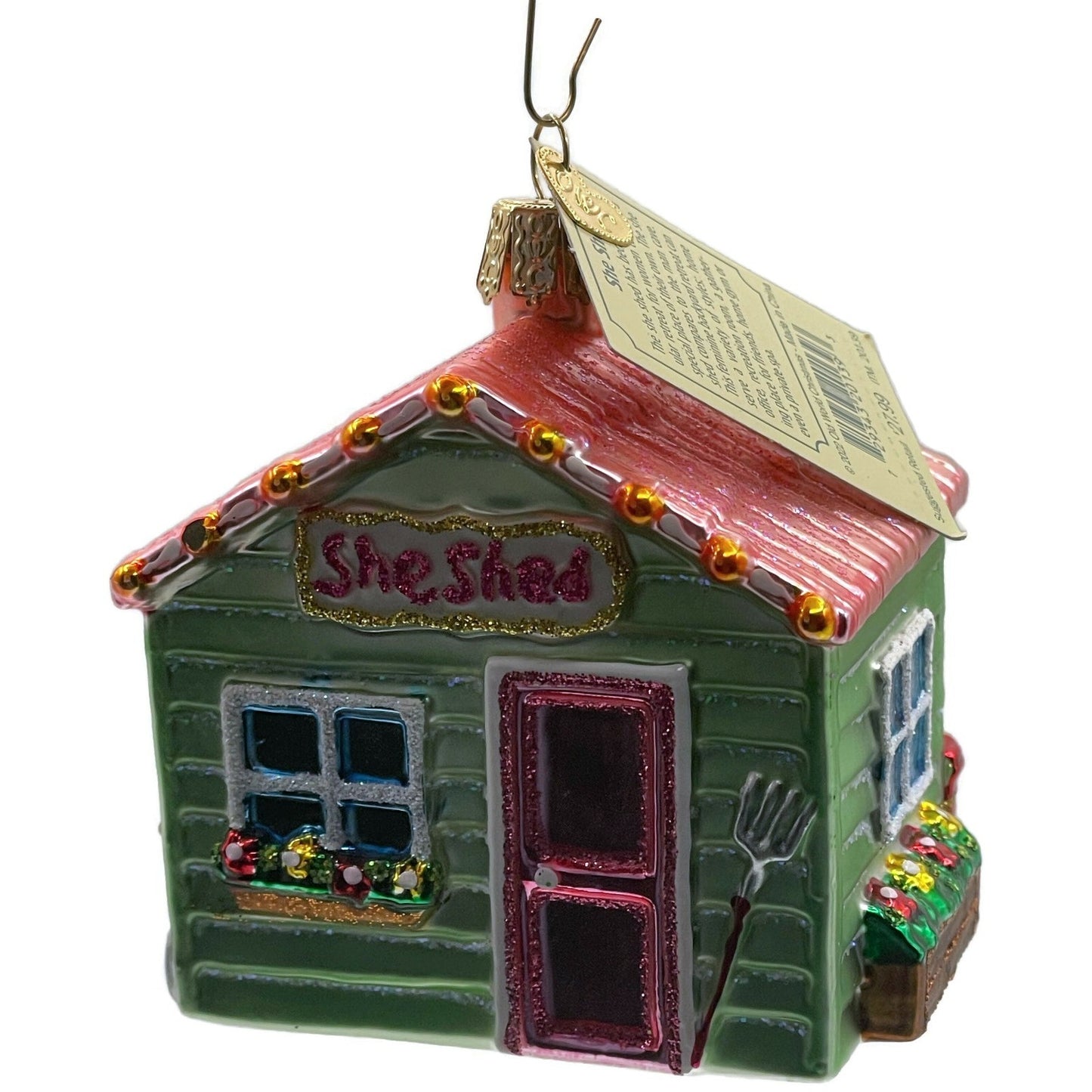 She Shed Ornament Old World Christmas Garden Yard Blown Glass Christmas Tree OWC