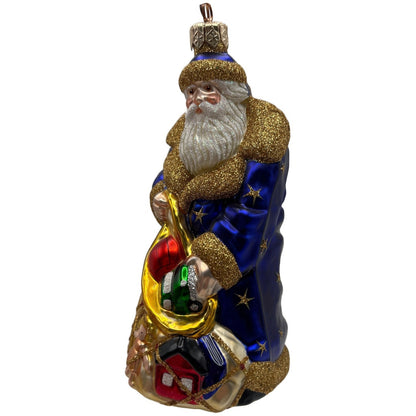 Patricia Breen Presents Blue Santa Claus Gifts Toys Stars Christmas Ornament