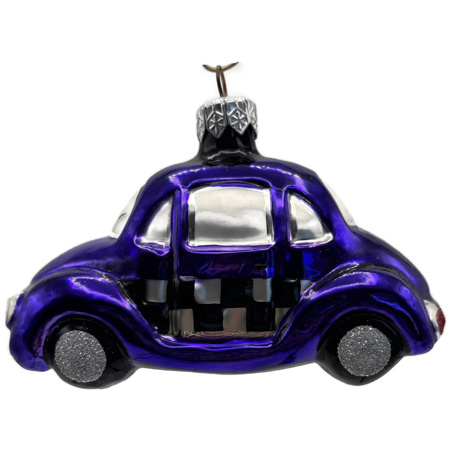 Patricia Breen Little Yellow Taxi Purple Checkered Car Christmas Tree Ornament