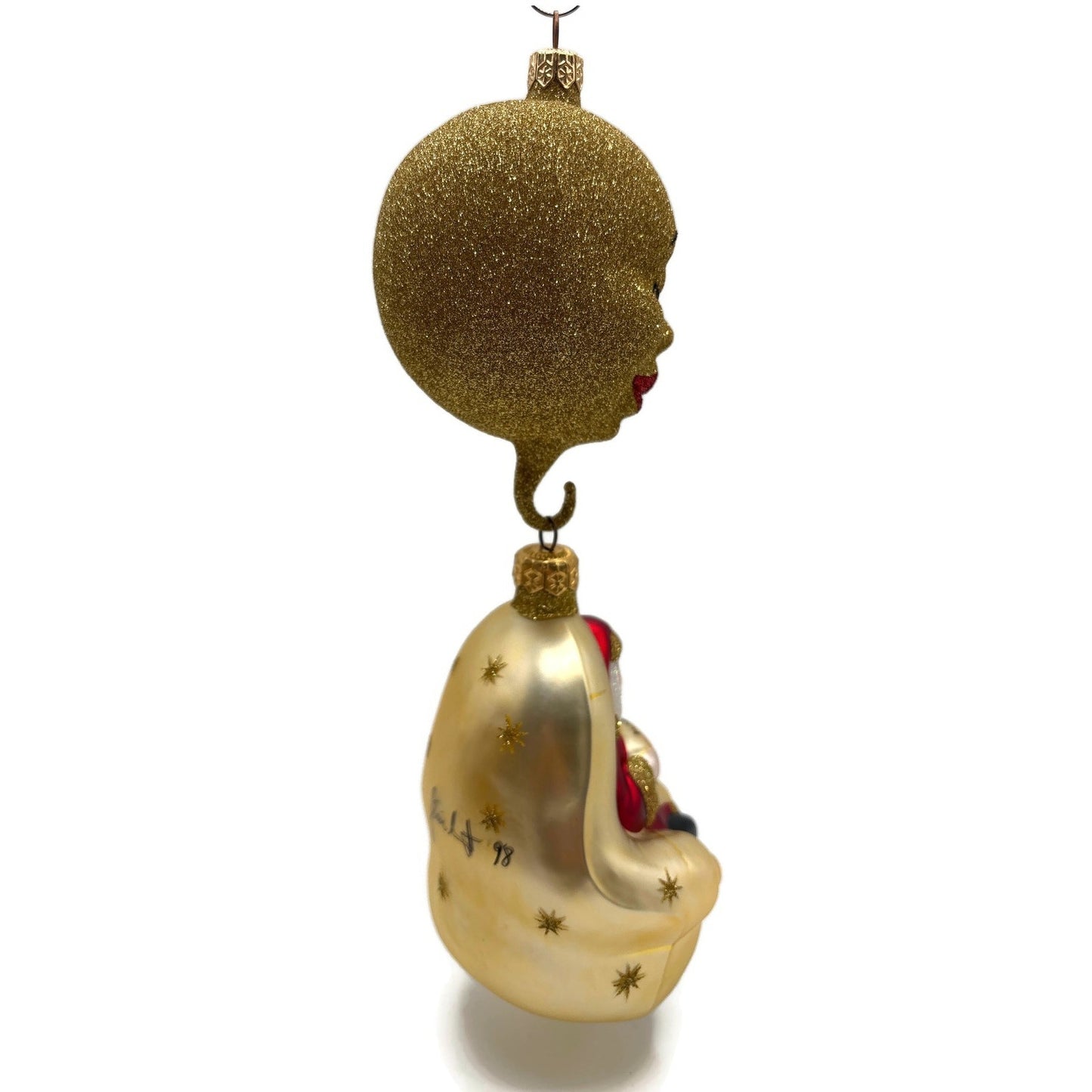 Patricia Breen Checking His List Santa Gold Moon Stars Christmas Tree Ornament