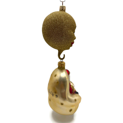 Patricia Breen Checking His List Santa Gold Moon Stars Christmas Tree Ornament