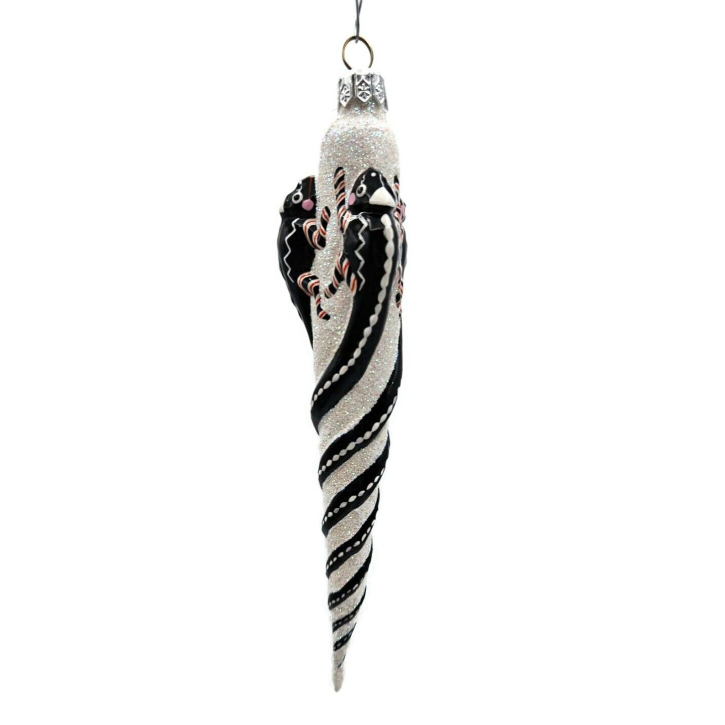 Patricia Breen Chameleon Icicle Black Blown Glass Christmas Holiday Ornament