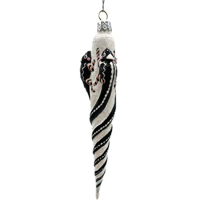 Patricia Breen Chameleon Icicle Black Blown Glass Christmas Holiday Ornament