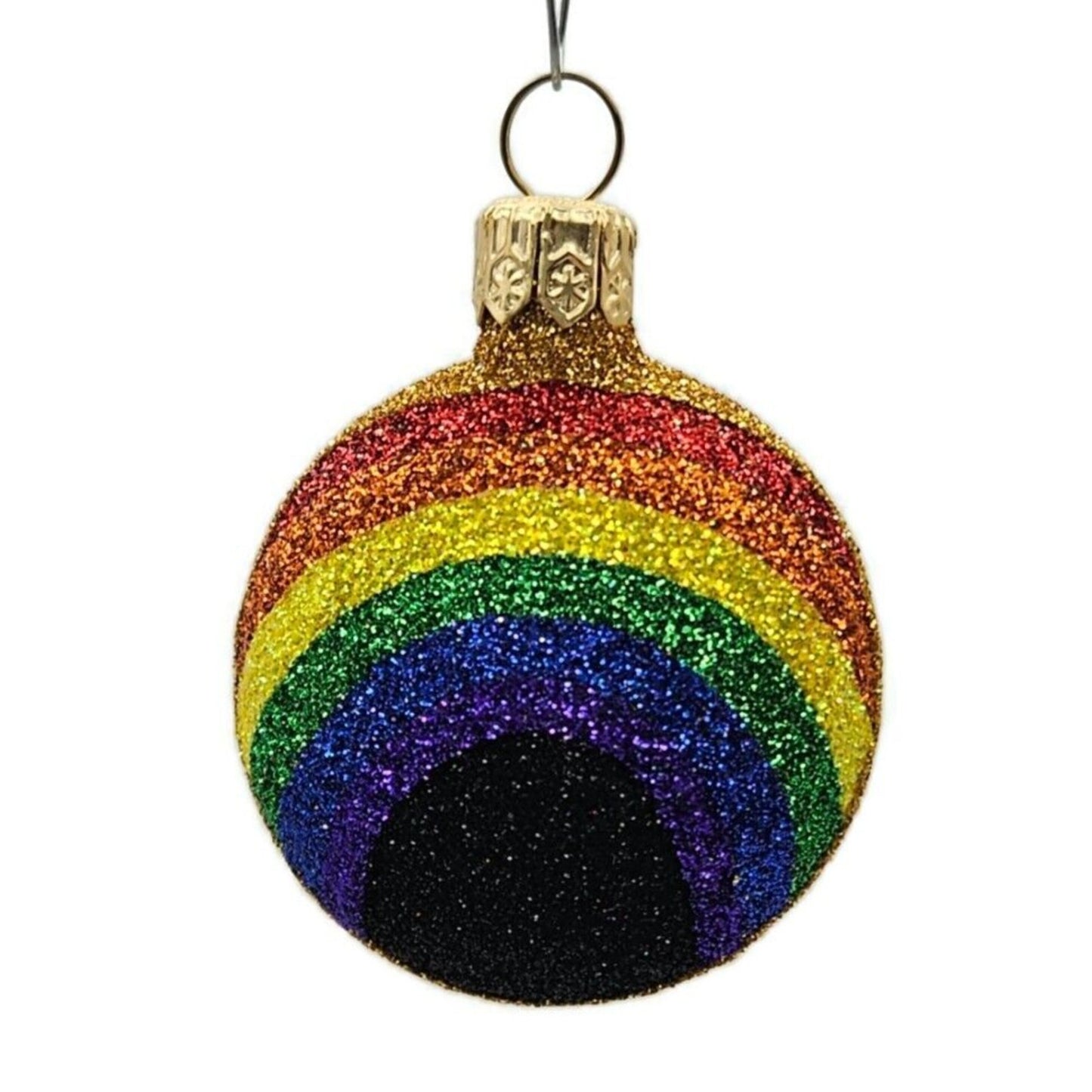 Patricia Breen Anniversary Medallion Black X Rainbow Christmas Holiday Ornament