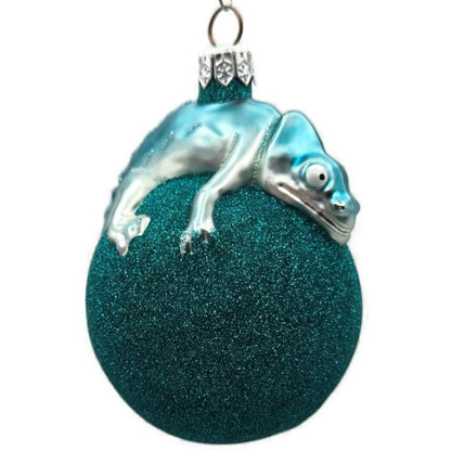 Patricia Breen Chameleon Turquoise Glittered Christmas Holiday Tree Ornament