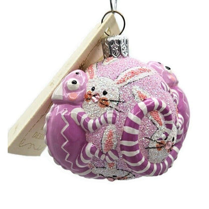 Patricia Breen James Twice Bunnies Chameleon Pink Easter Christmas Tree Ornament