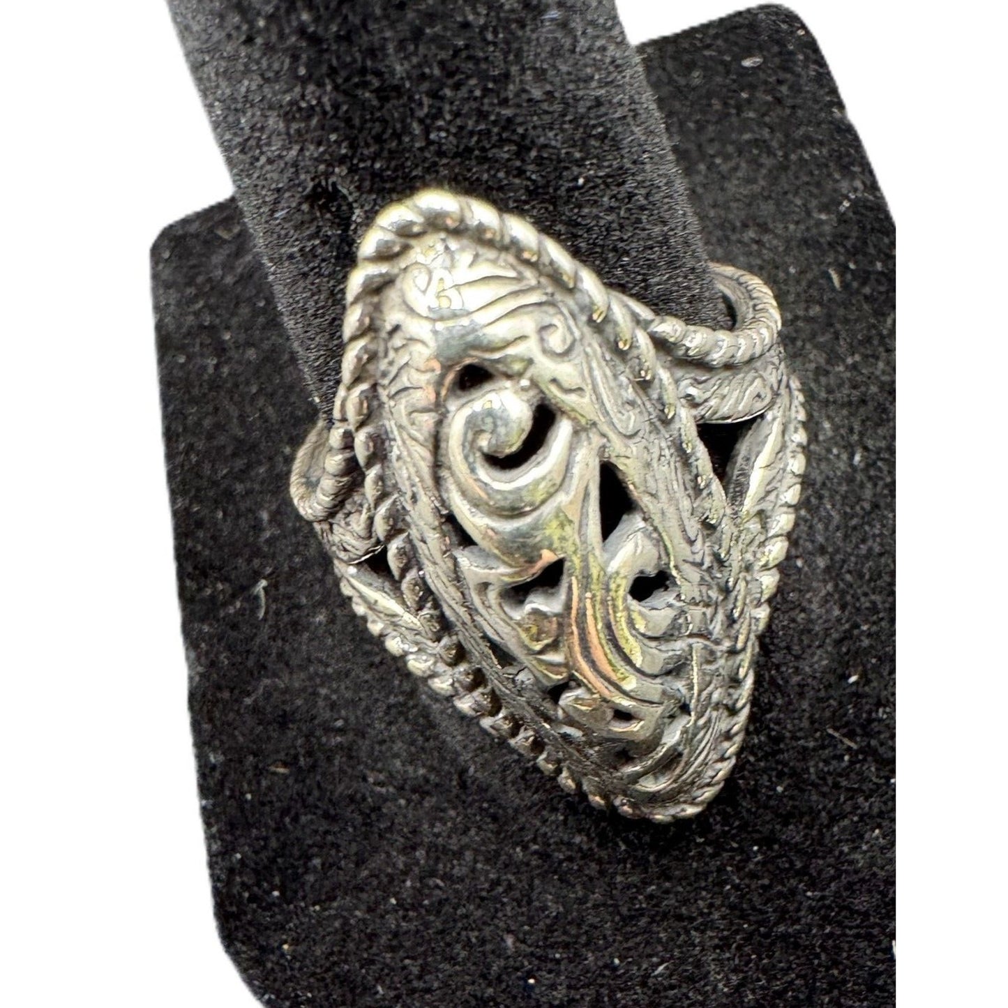 CP Carolyn Pollack Ring R 925 Sterling Silver Metal Filigree Artisan Size 7 3/4