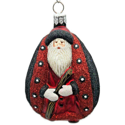 Patricia Breen Ladybug Santa Red Black Polka Dots Bug Christmas Tree Ornament