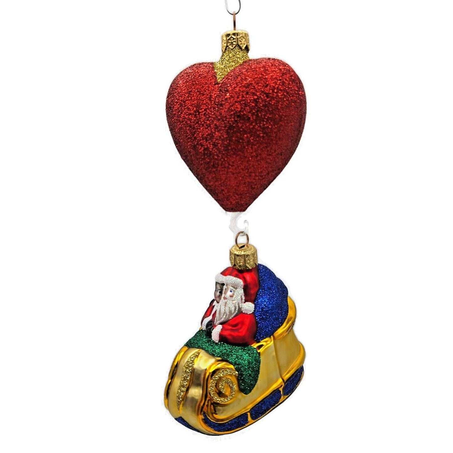 Patricia Breen Love is in the Air Gold Santa Claus Heart Christmas Tree Ornament