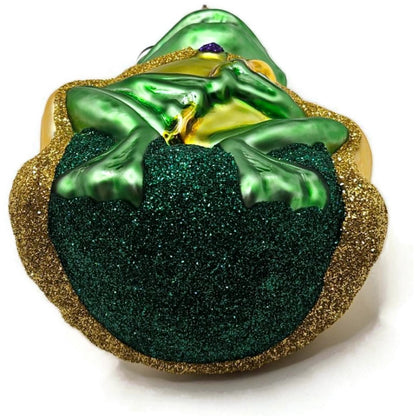 Patricia Breen Frog King Shiny Gold Crown And Stem Glittered Christmas Ornament