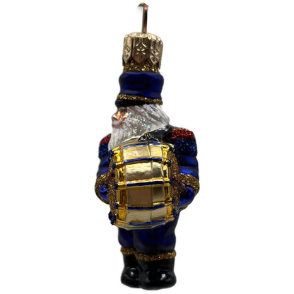 Patricia Breen Drummer Santa Claus Blue Gold Musical Christmas Tree Ornament