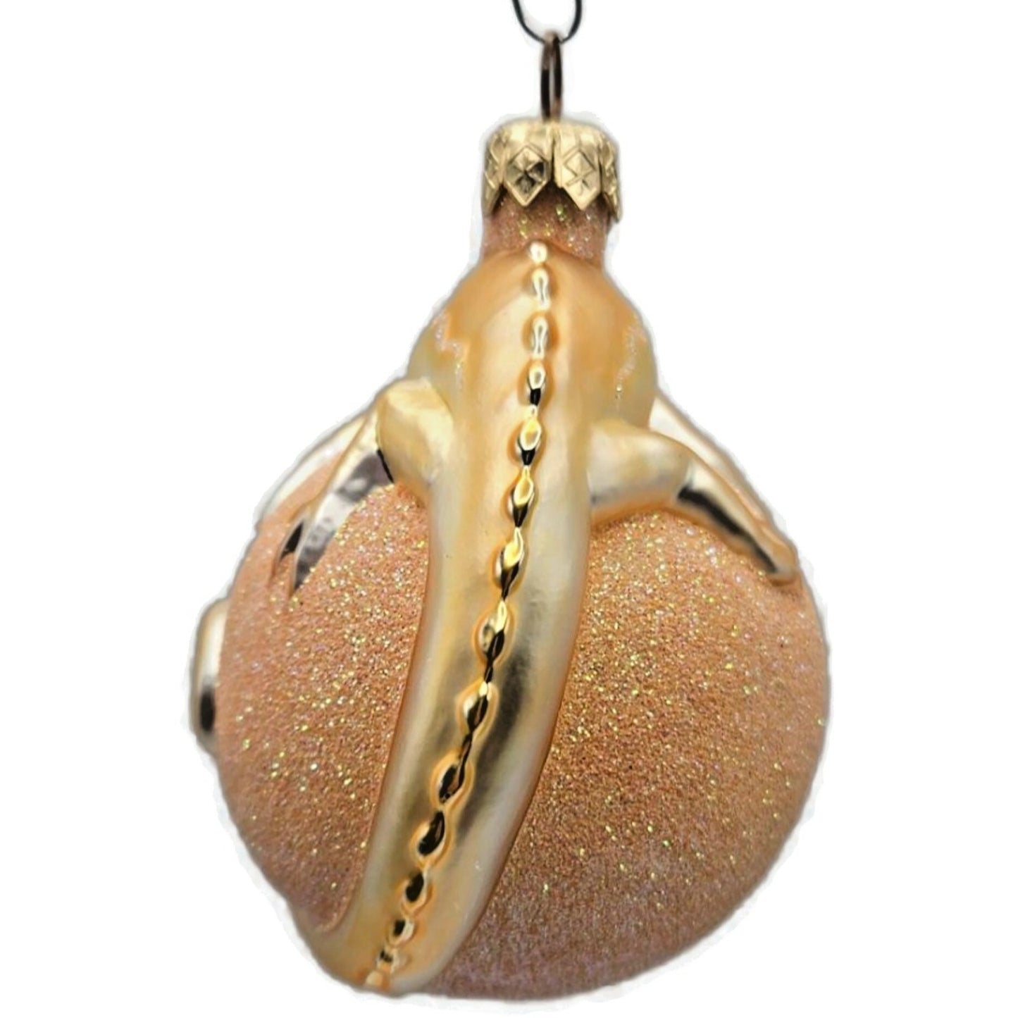 Patricia Breen Chameleon Peach Glittered Christmas Spring Tree Ornament