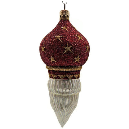 Patricia Breen Nuit Noel Red Large Stars Santa Head Gold Christmas Ornament