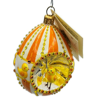 Patricia Breen Oeuf Sucre Chicks Easter Egg Striped Jeweled Reflector Ornament