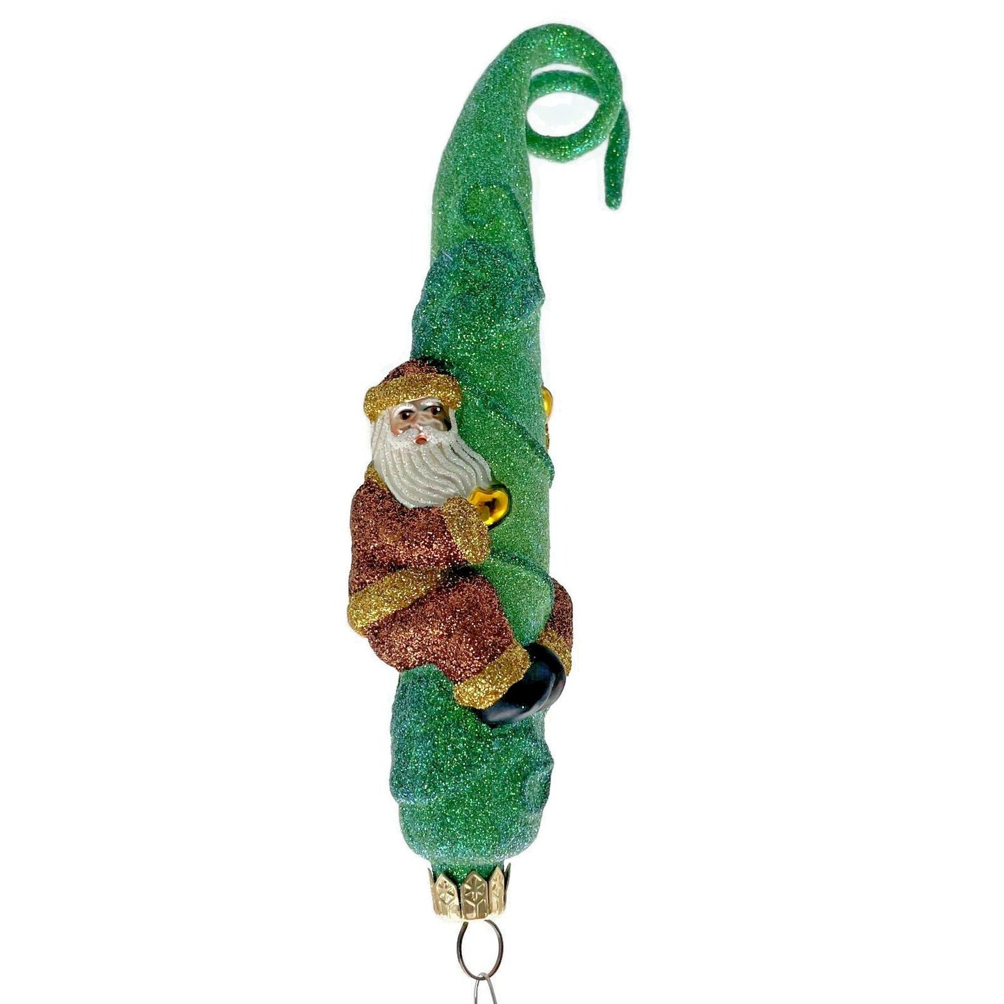 Patricia Breen Santa and the Beanstalk Copper Glittered Christmas Tree Ornament