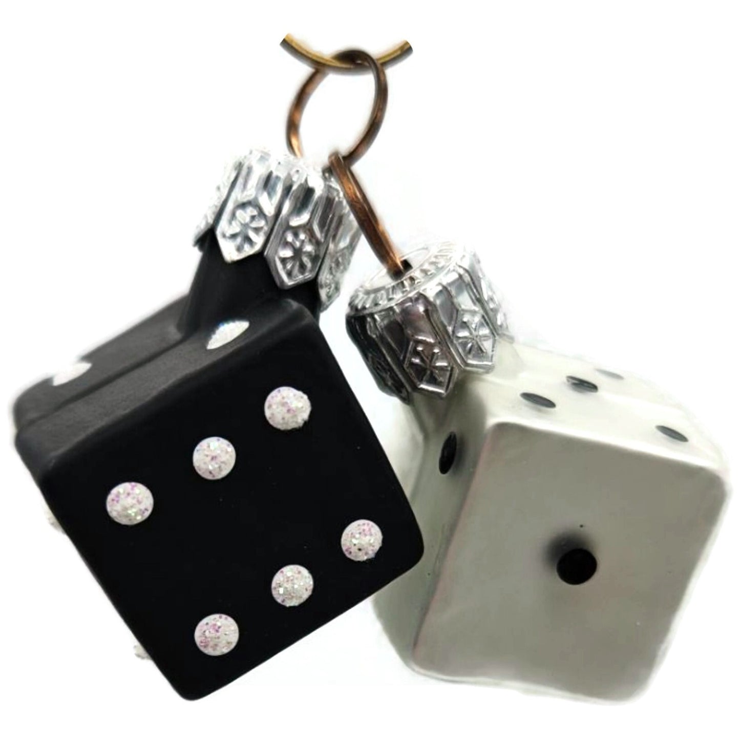 Patricia Breen Dice Black Pearl Matte 2 Part Mini Christmas Tree Ornament CATZ