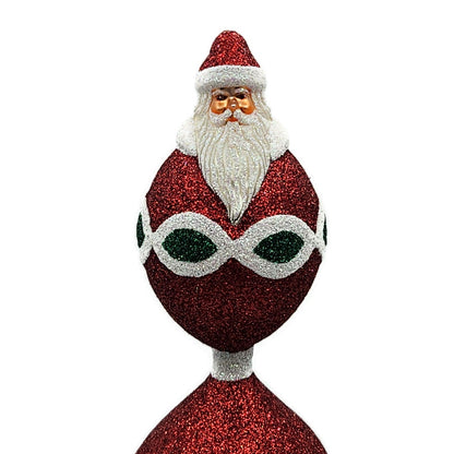 Patricia Breen Faberge Finial Red Santa Glitter Holiday Christmas Tree Topper