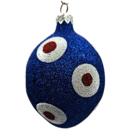 Patricia Breen Egg Blue White Red Polka Dot Easter Christmas Tree Ornament KKS