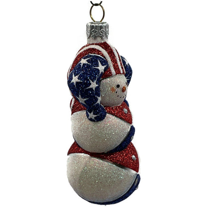 Patricia Breen Harlequin Snowman Patriotic Stars Stripe Christmas Tree Ornament