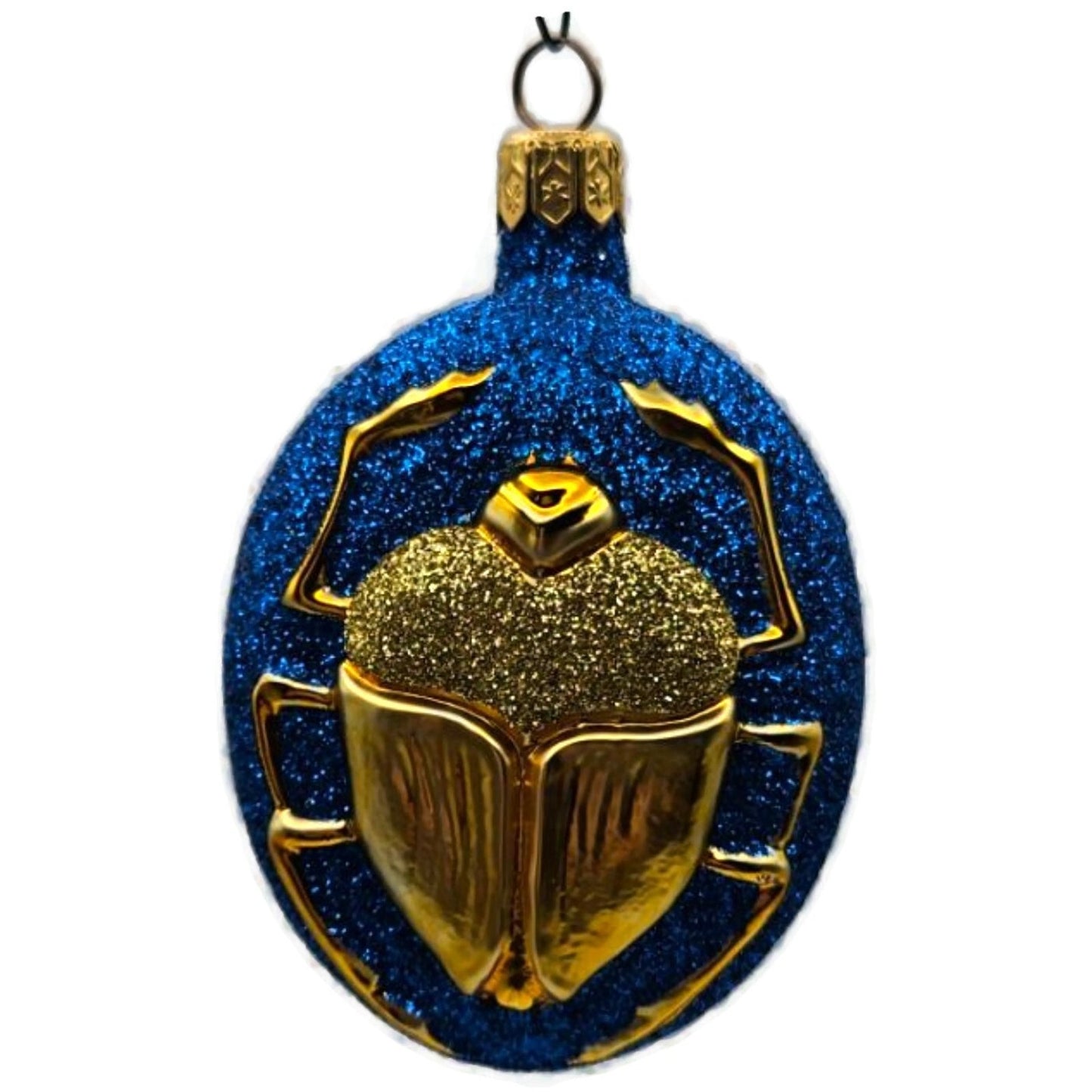 Patricia Breen Cleopatras Scarab Blue Gold Beetle Glass Christmas Ornament 9709