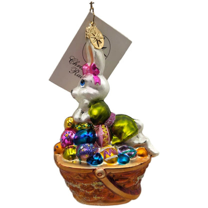 Christopher Radko Bunny Flirt Easter Bunny Egg Basket Ornament 02-0230-0