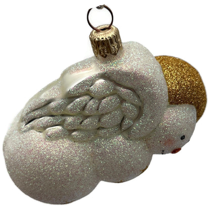 Patricia Breen Snow Angel in Flight Glittered White Gold Christmas Tree Ornament