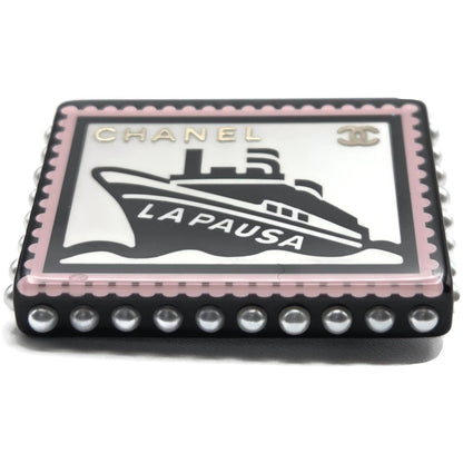 Chanel 19C La Pausa Yacht Stamp Brooch Pin CC Logo Cruise Ship Pea AB0921 Y47494