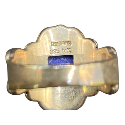 Lapis Lazuli Metamorphic Stone Ring 925 Sterling Silver Filigree NK Deep Blue 9