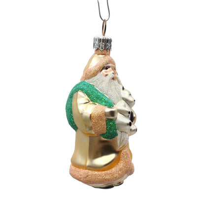 Patricia Breen Miniature Santa Claus and Teddy Peach Christmas Tree Ornament