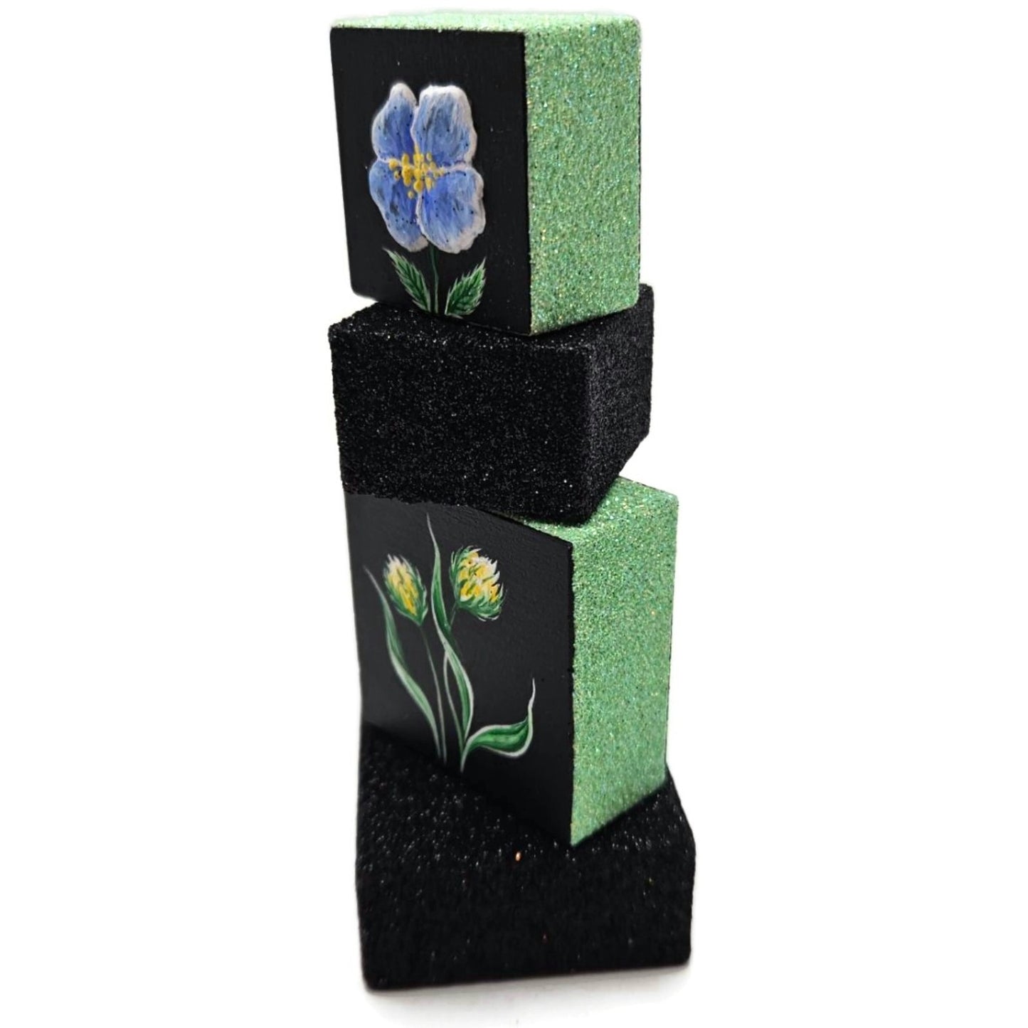 Patricia Breen Presenting Black Floral Blocks Free Standing Christmas Ornament