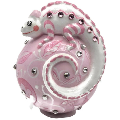Patricia Breen Miniature Chameleon Sculpture Chinoiserie Pink Ornament CATZ Rare