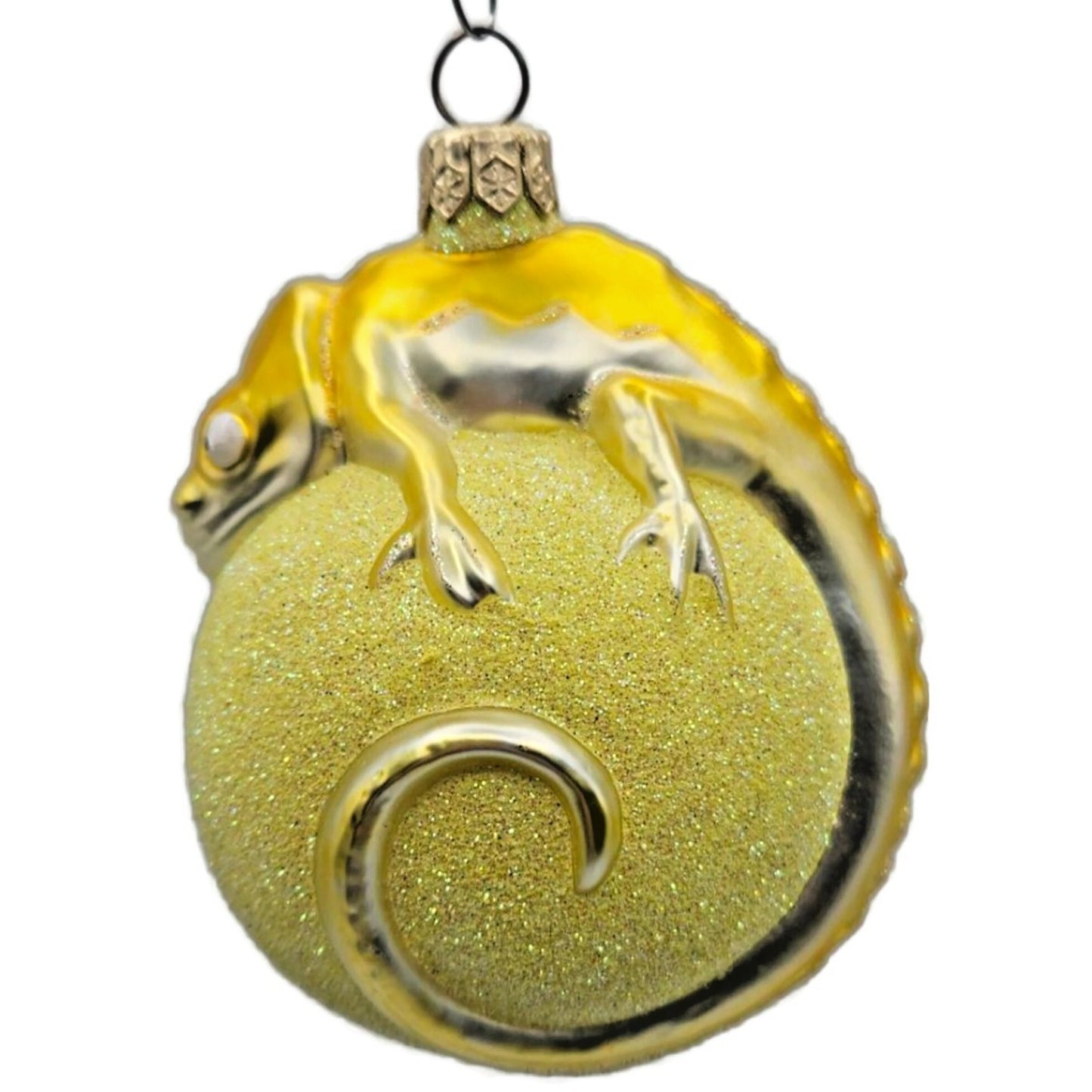 Patricia Breen Chameleon Yellow Glittered Spring Christmas Holiday Tree Ornament