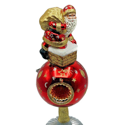 David Strand Santa is Coming Celestial Reflector Finial Tree Topper DS1178
