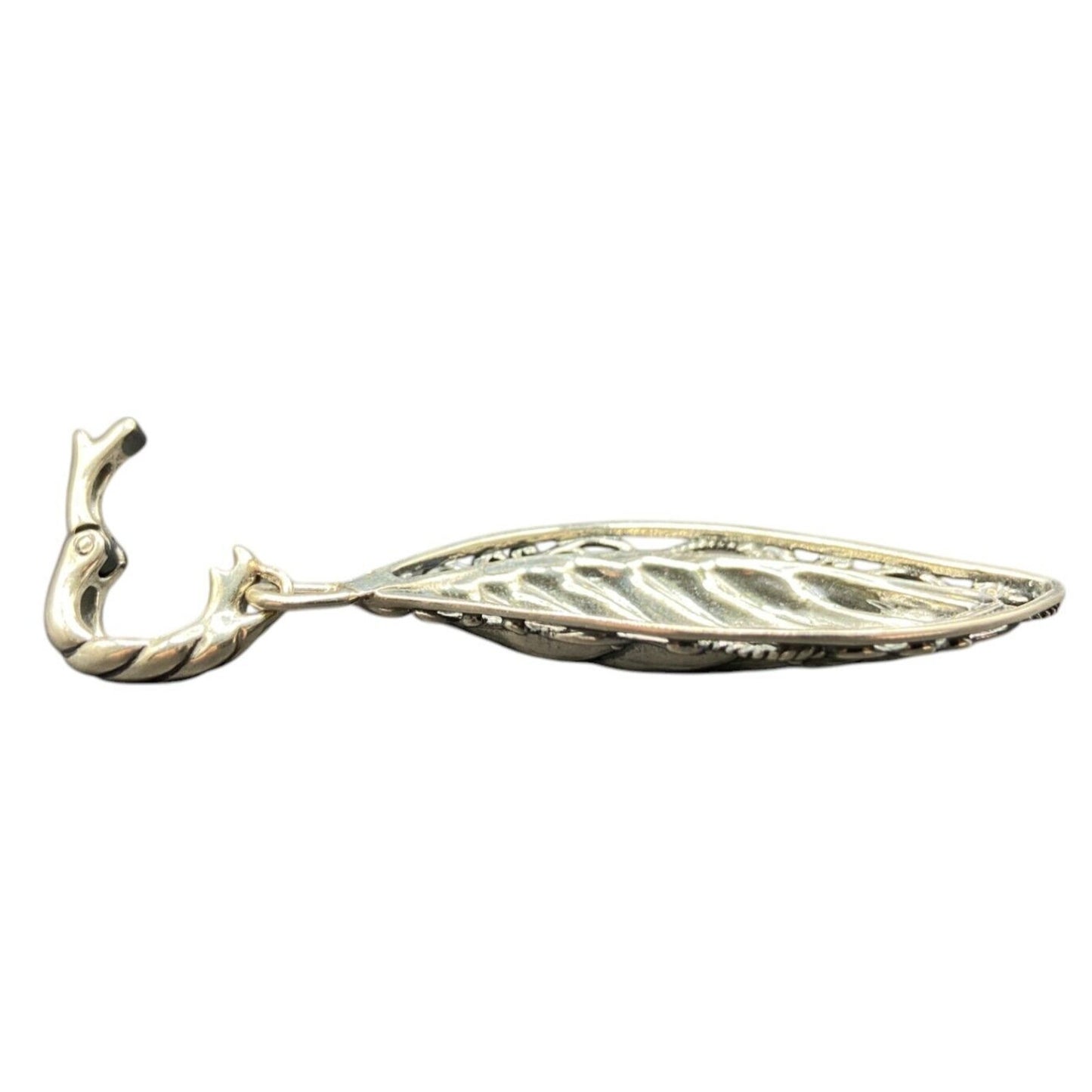 Carolyn Pollack Relios Leaf Shaped Pendant 925 Sterling Silver Scroll Filigree