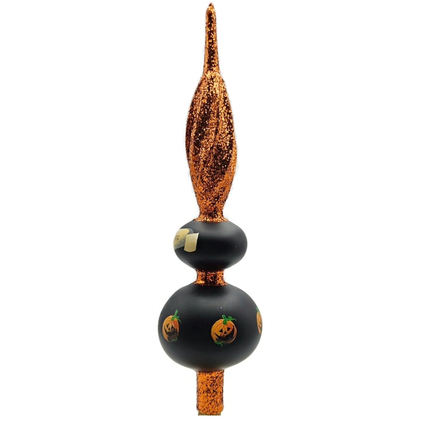 Patricia Breen Miniature Halloween Finial Black Orange Jack-o-Lantern Topper