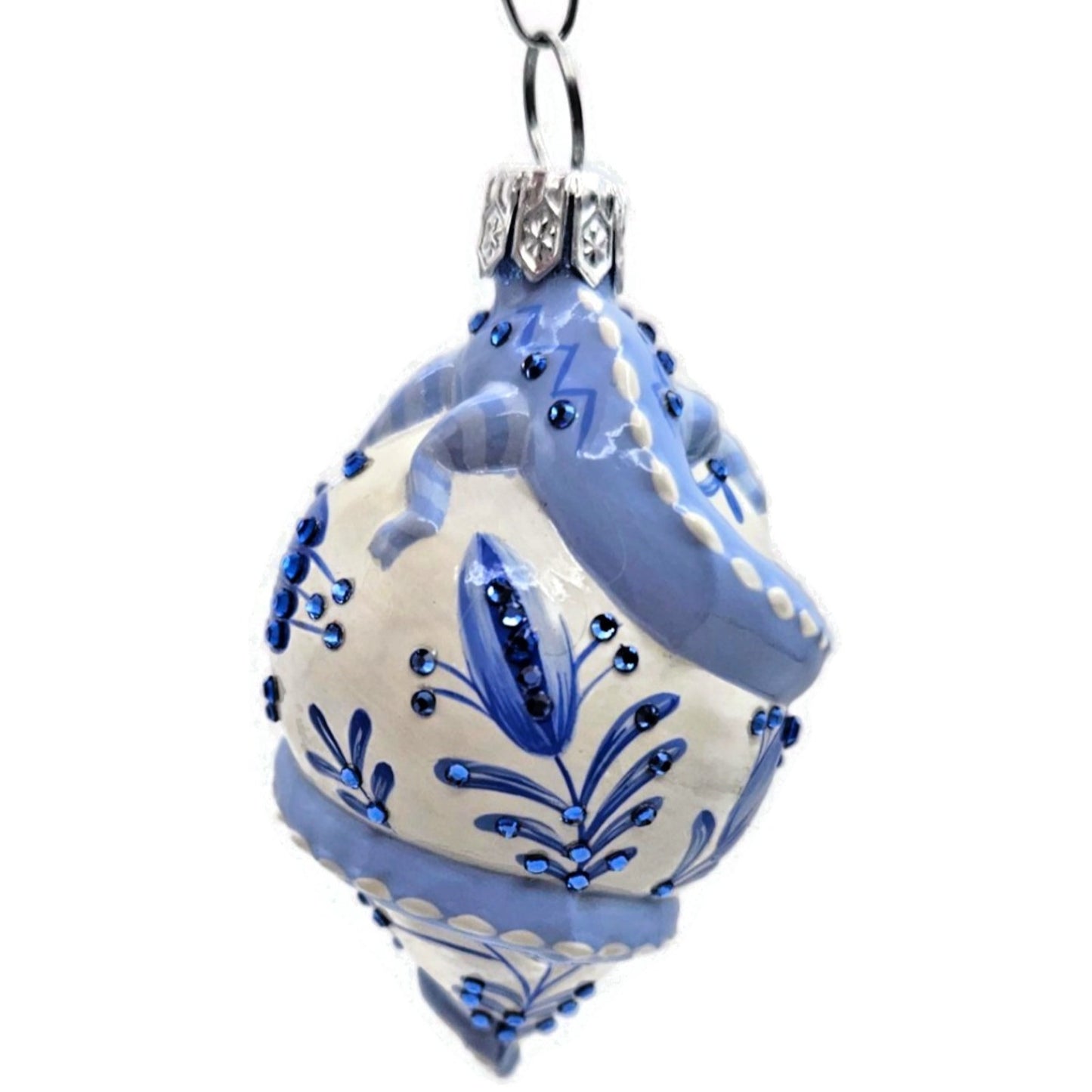 Patricia Breen Topping Chameleon Summer Blue Flower Spring Christmas Ornament